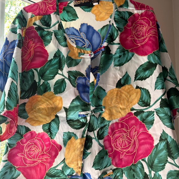 VTG Floral Satin Cover Up - Picture 5 of 6